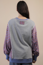 Plus Size Oversized Striped Casual Knit Top