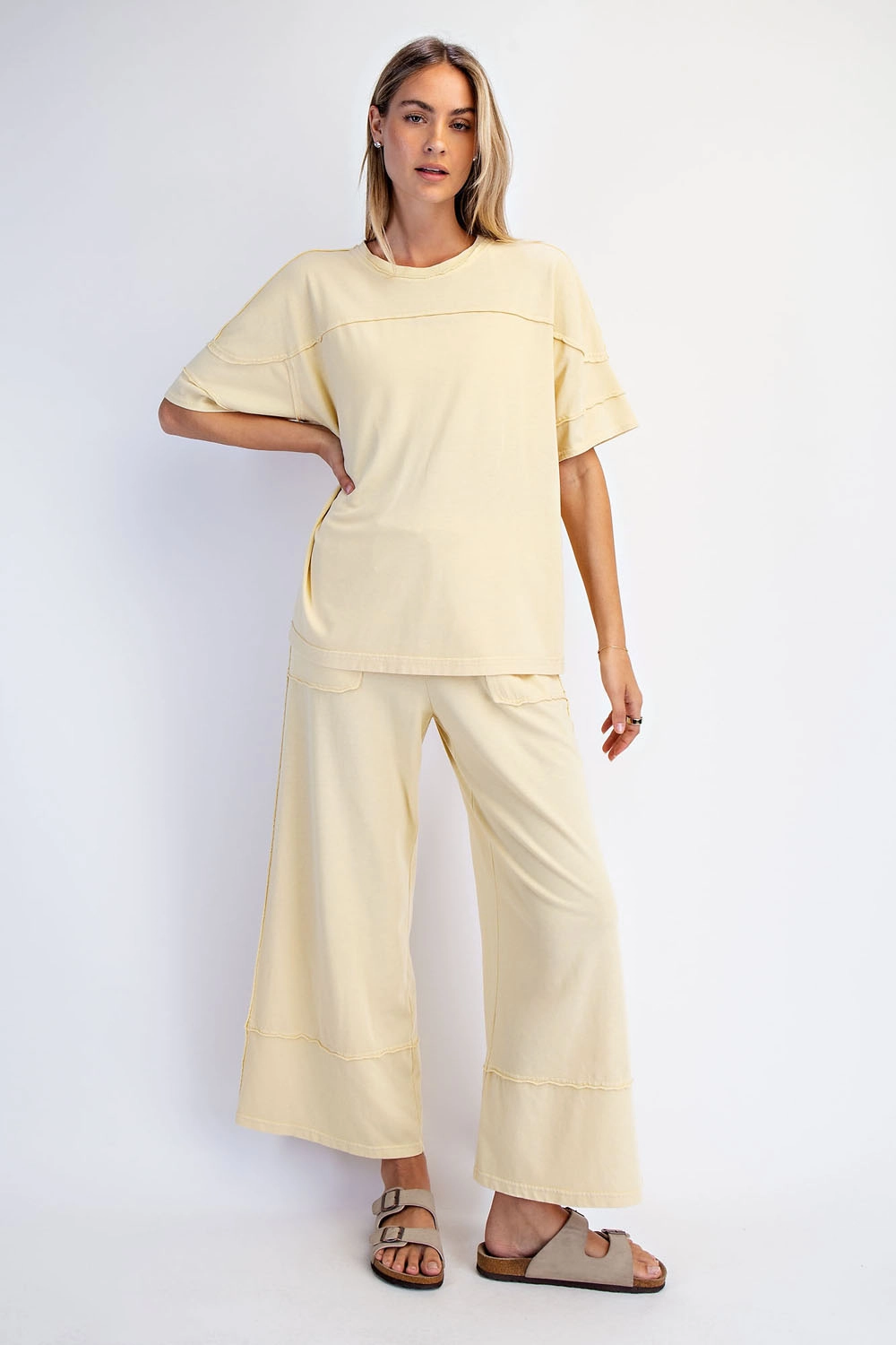 Mineral Washed Cotton Short Sleeve Top