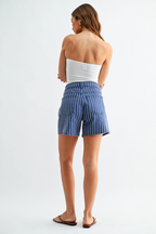 JBD Striped Navy Long Shorts