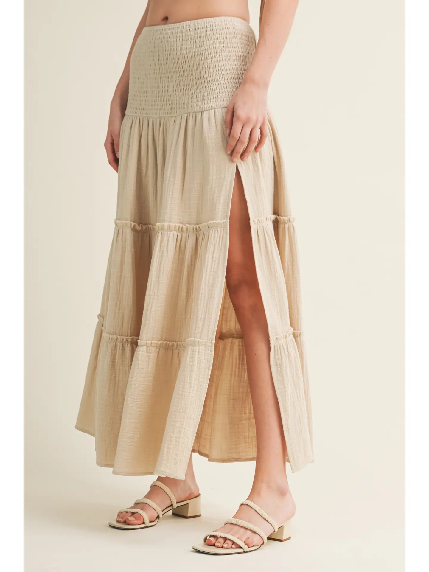 Mustard Seed Smocked Tiered Maxi Skirt