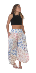 Blue Sky Capri Palazzo Pants in Patchwork Printed Rayon