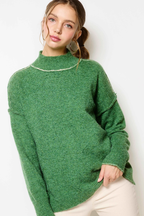 Mock Neck Exposed Seam Sweater
