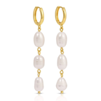 Splendid Iris Triple Pearl Huggie Earrings
