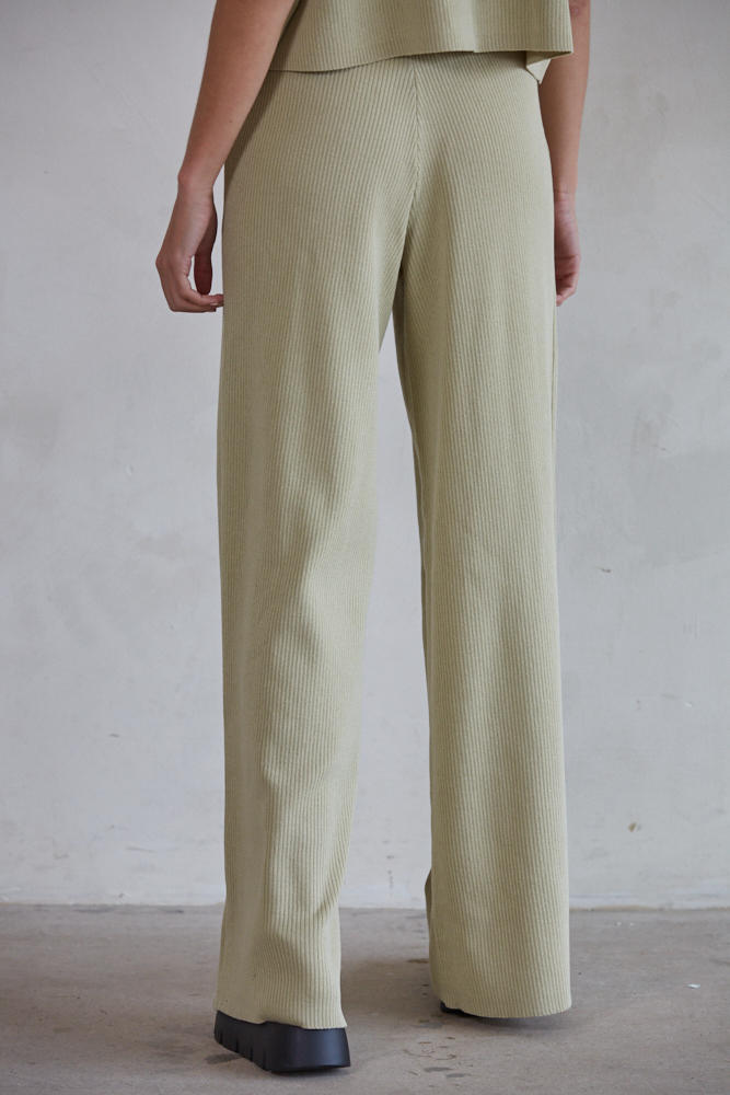 Ribbed High Waisted Wide Leg Pants