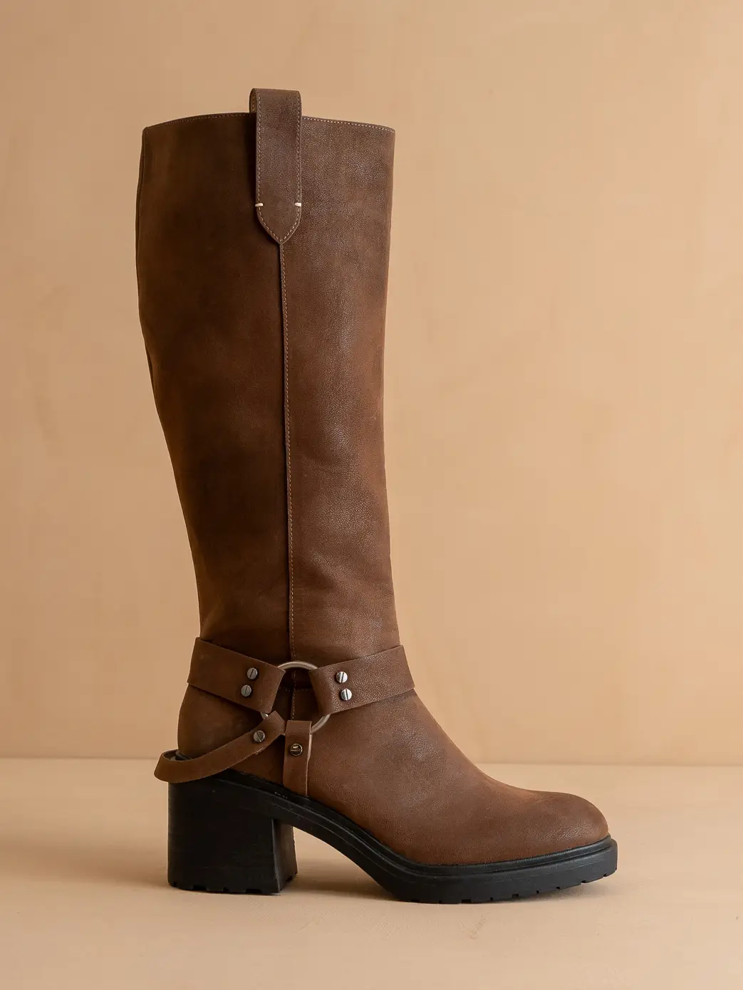 The Leanne Coffee Moto Knee High Boot