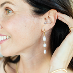 Splendid Iris Triple Pearl Huggie Earrings