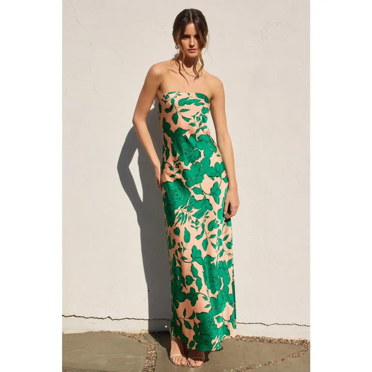 Heavy Hearted Strapless Bias Cut Maxi Dress