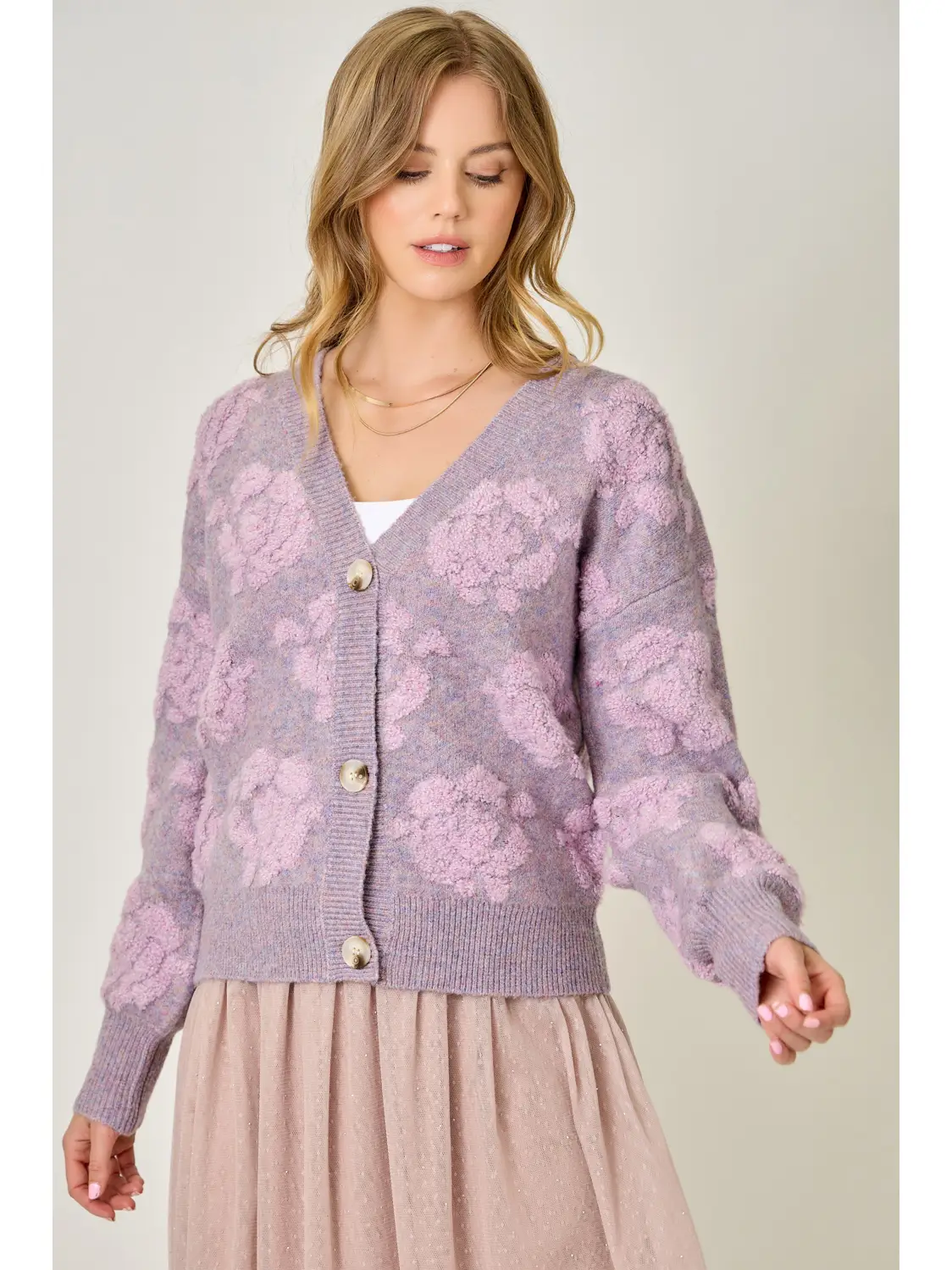 Mystree Floral Button Down Cardigan
