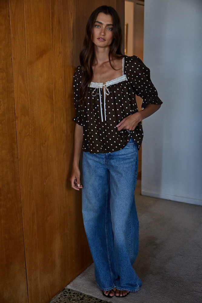 Polka Dot Square Neck Top