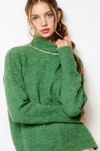 Mock Neck Exposed Seam Sweater