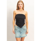 Striped Bandeau Drape Top