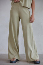 Ribbed High Waisted Wide Leg Pants