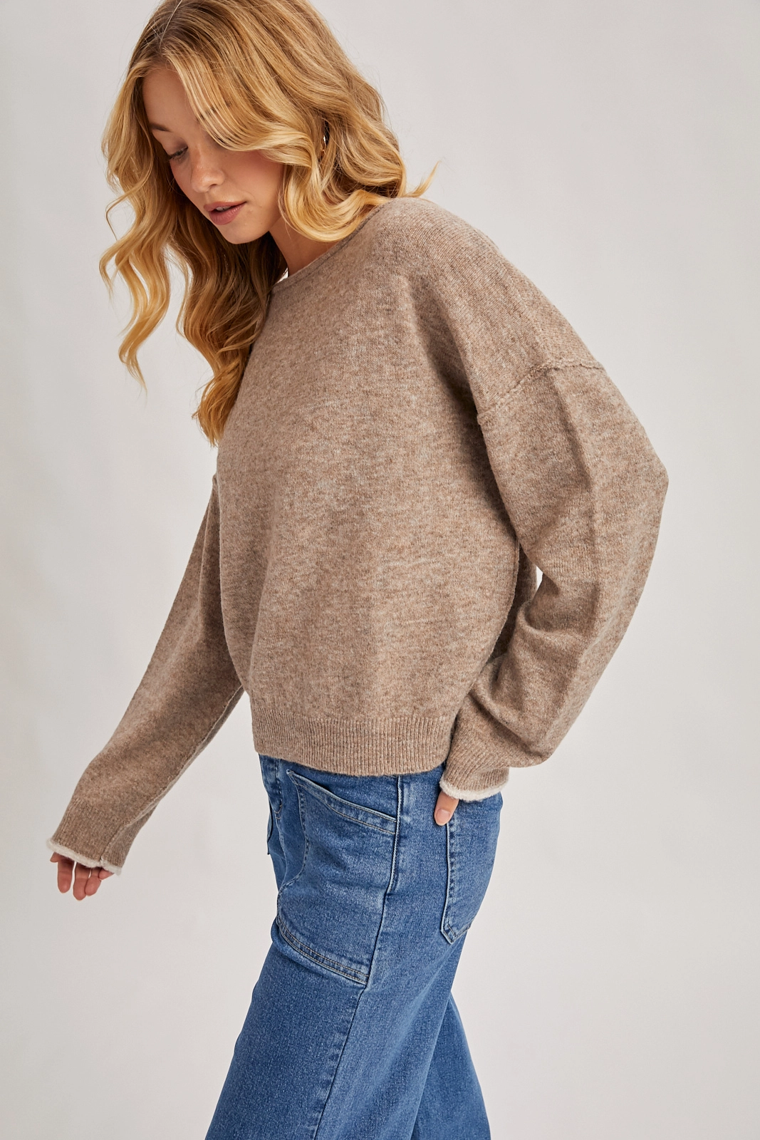 Boat Neck Rolled Knit