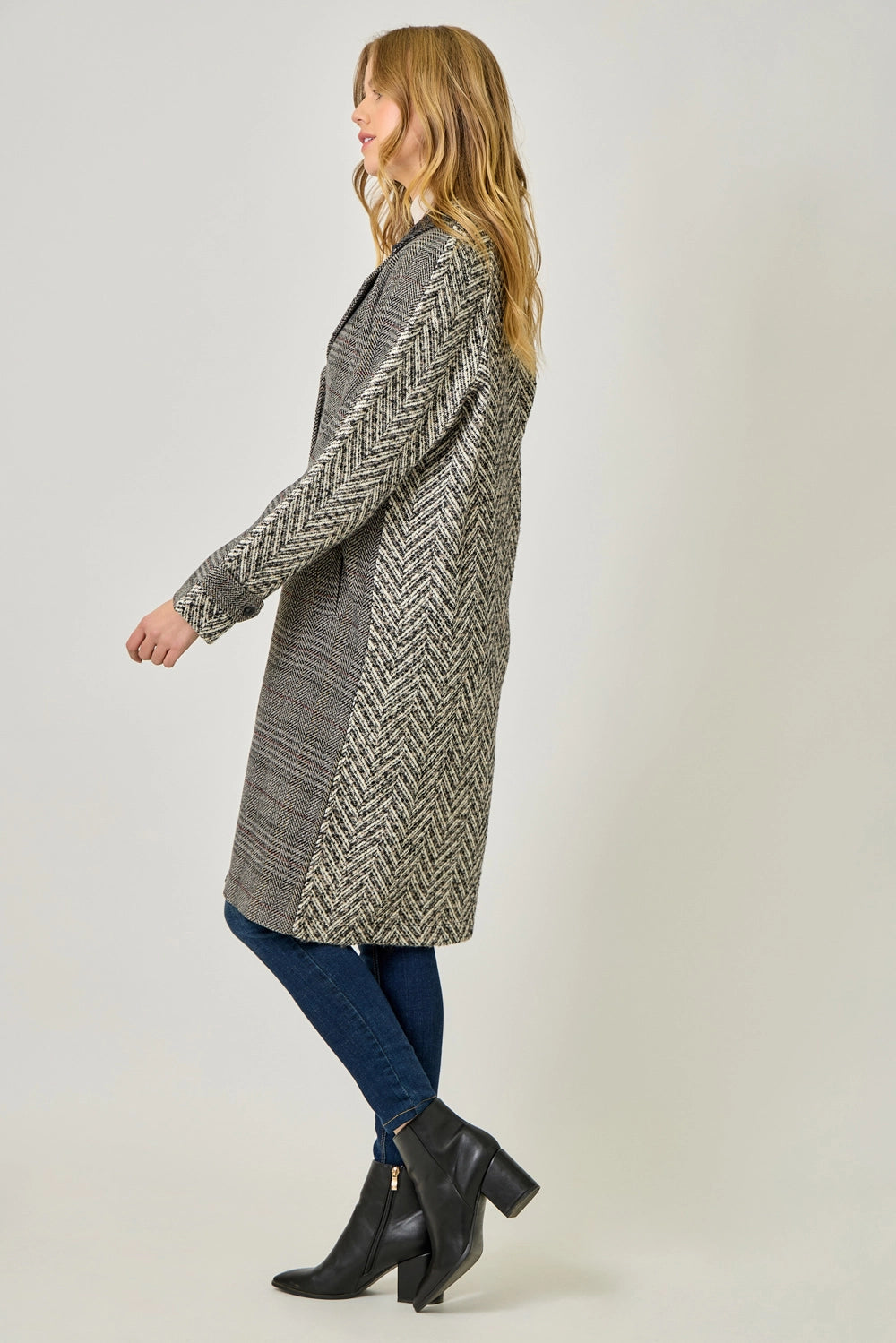 Mystree Mixed Media Long Coat