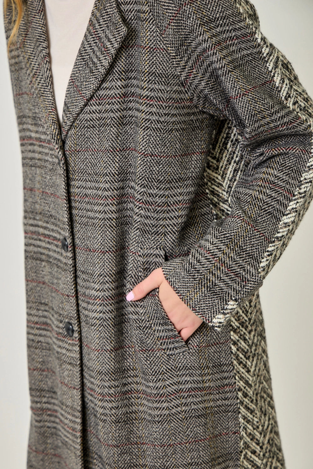 Mystree Mixed Media Long Coat