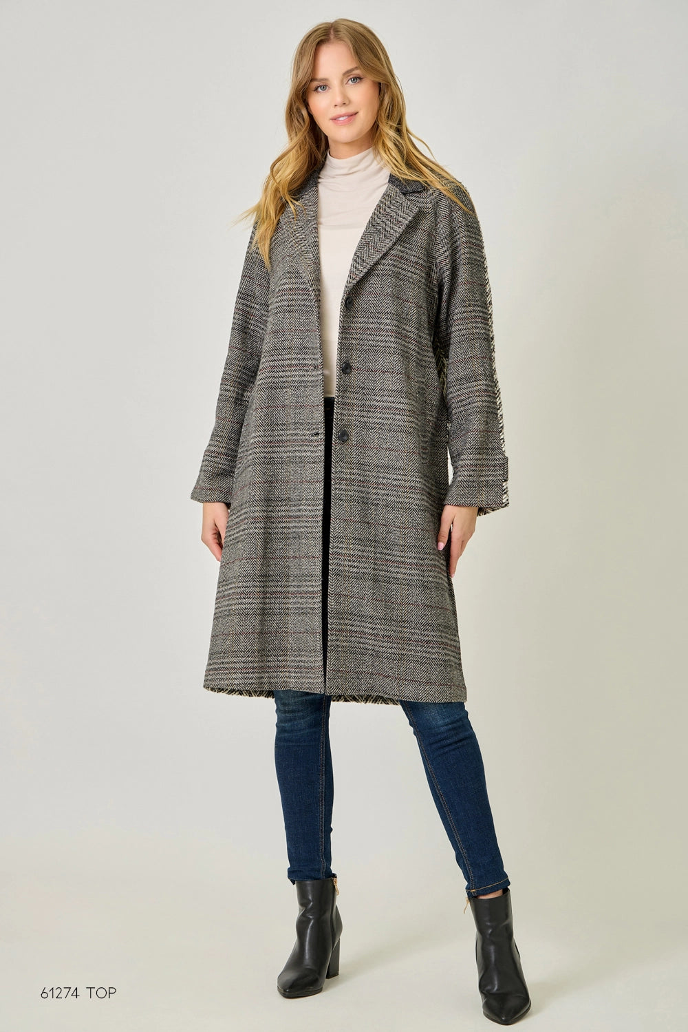 Mystree Mixed Media Long Coat