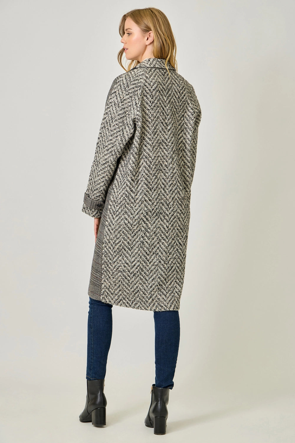 Mystree Mixed Media Long Coat