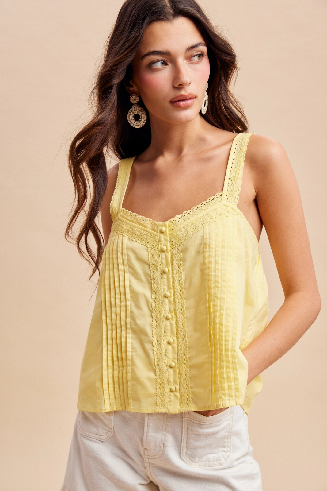 Cotton Pintuck Lace Top