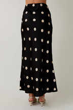 Satin Polka Dot Midi Skirt