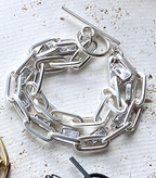 VB&Co. Matte Silver Chain Baguette Bracelet