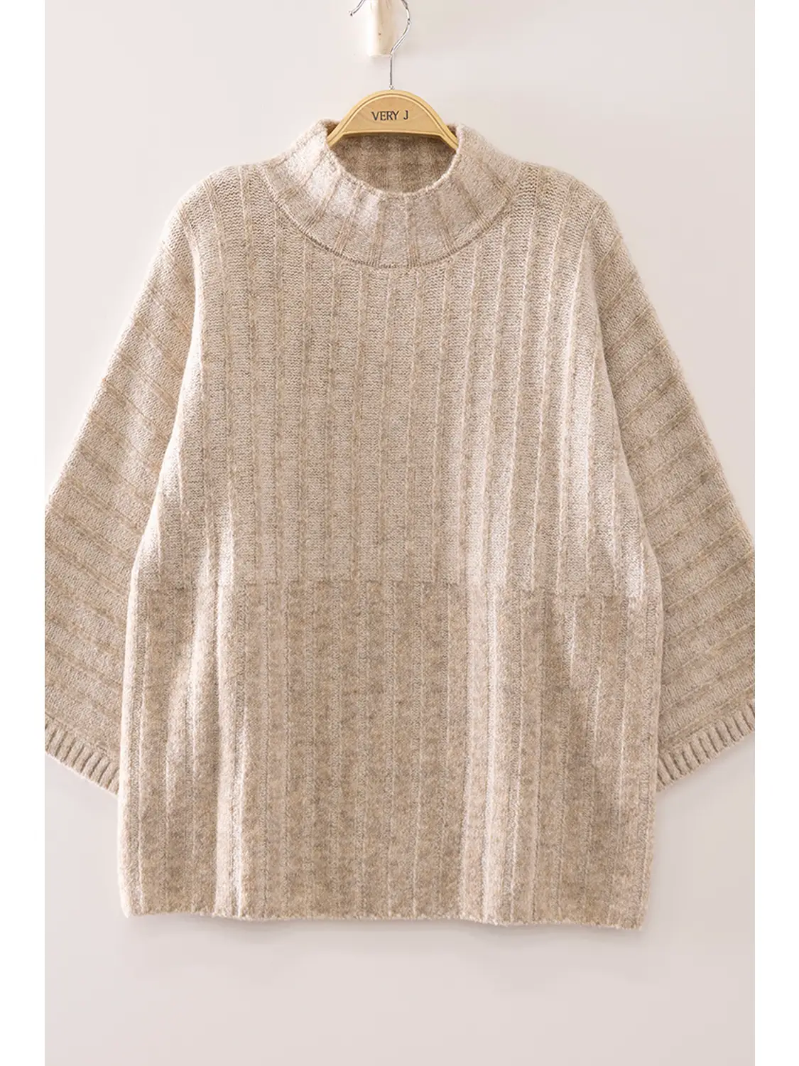 Ribbed Knit Mock Neck Sweater