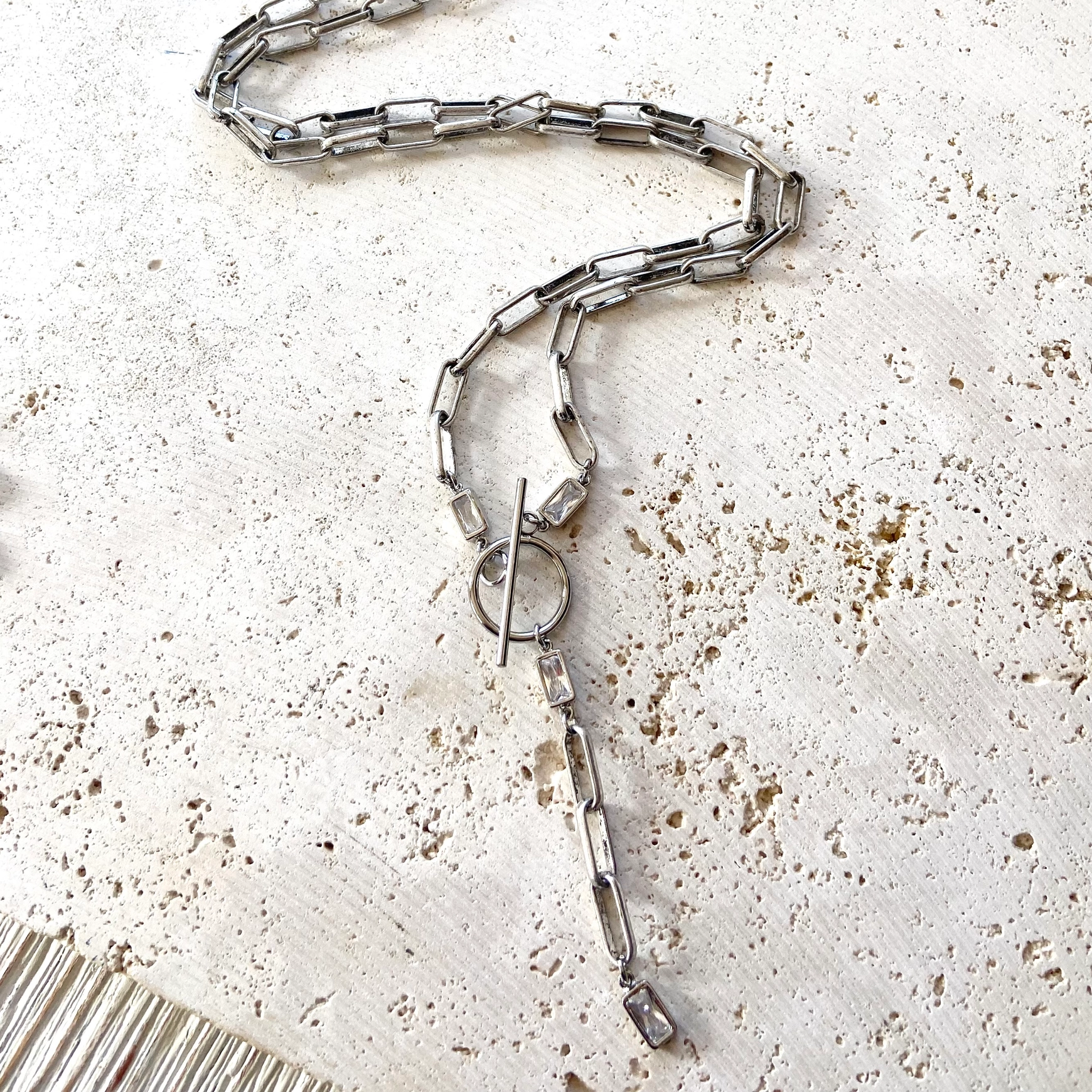 VB&Co. Paperclip Wrap Necklace Burnished Silver