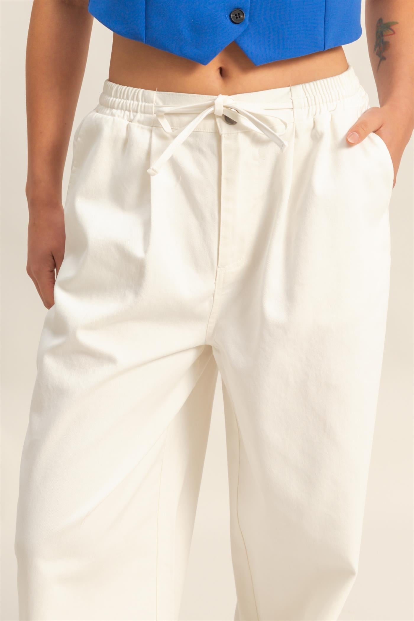 Elasticized Waist Loose Fit Jeans