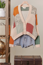 Color Block Crochet Cardigan