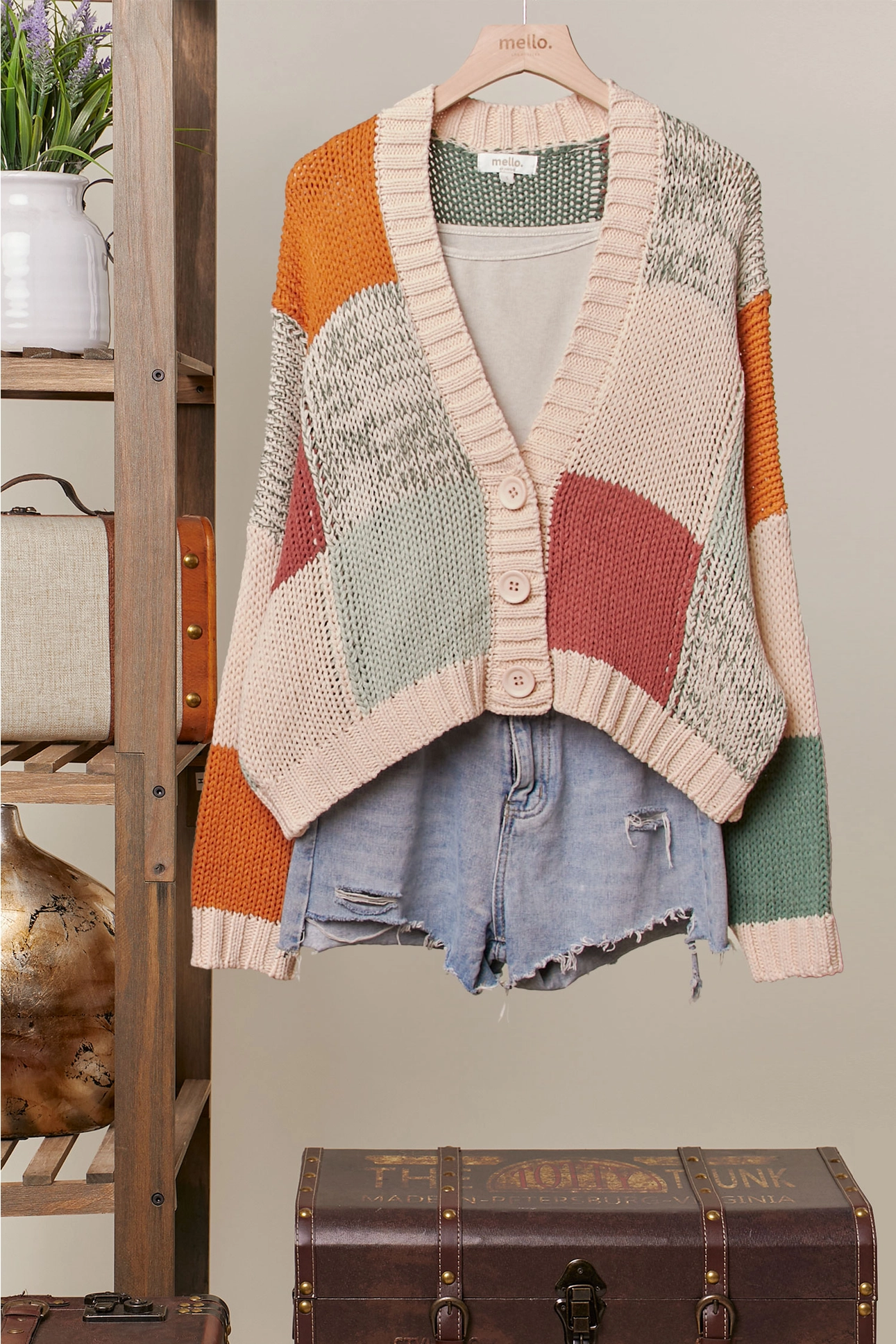 Color Block Crochet Cardigan