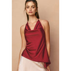 Dress Forum Satin Asymmetrical Halter Top
