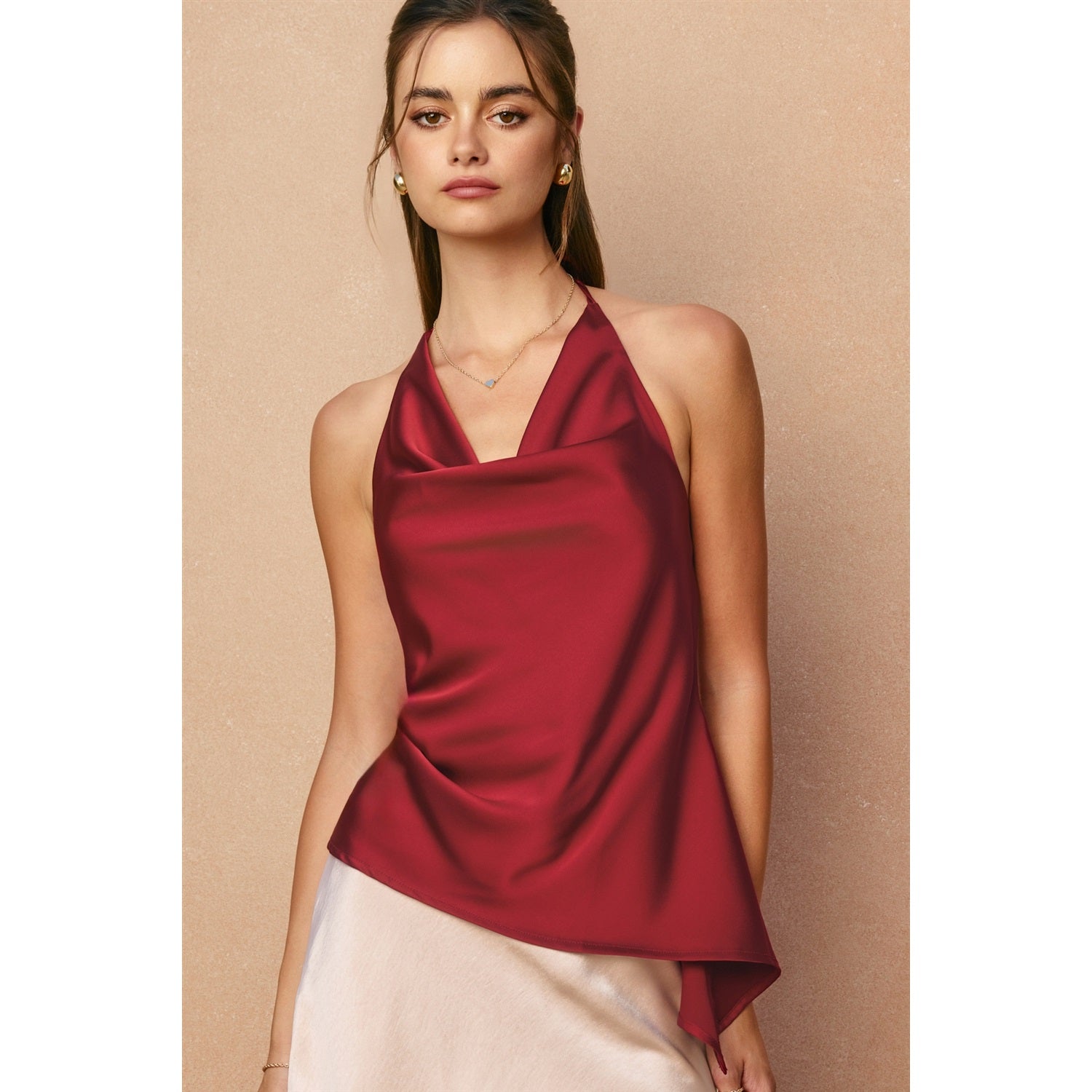 Dress Forum Satin Asymmetrical Halter Top
