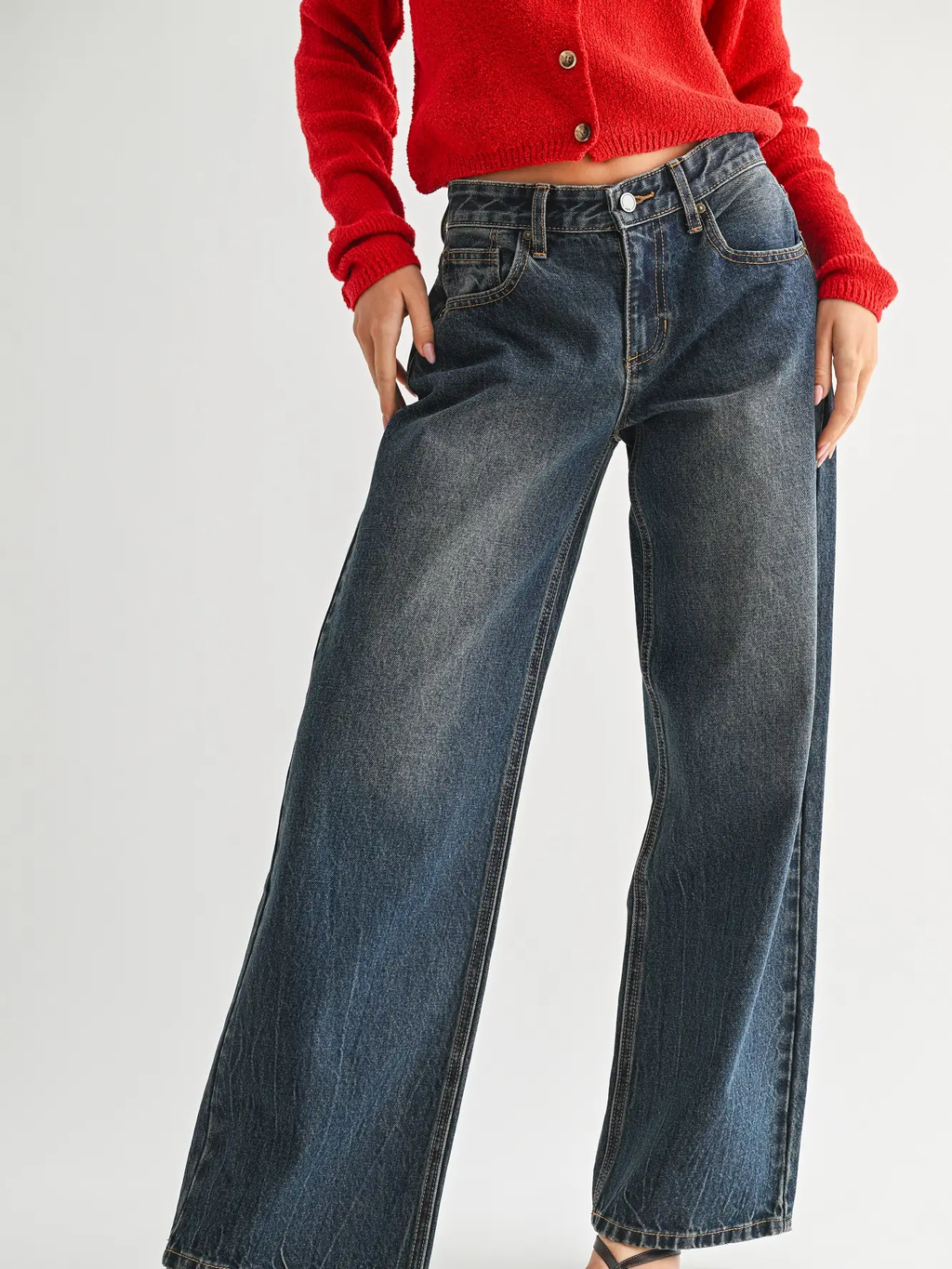 JBD Vintage Dark Baggy Wide Leg Jeans
