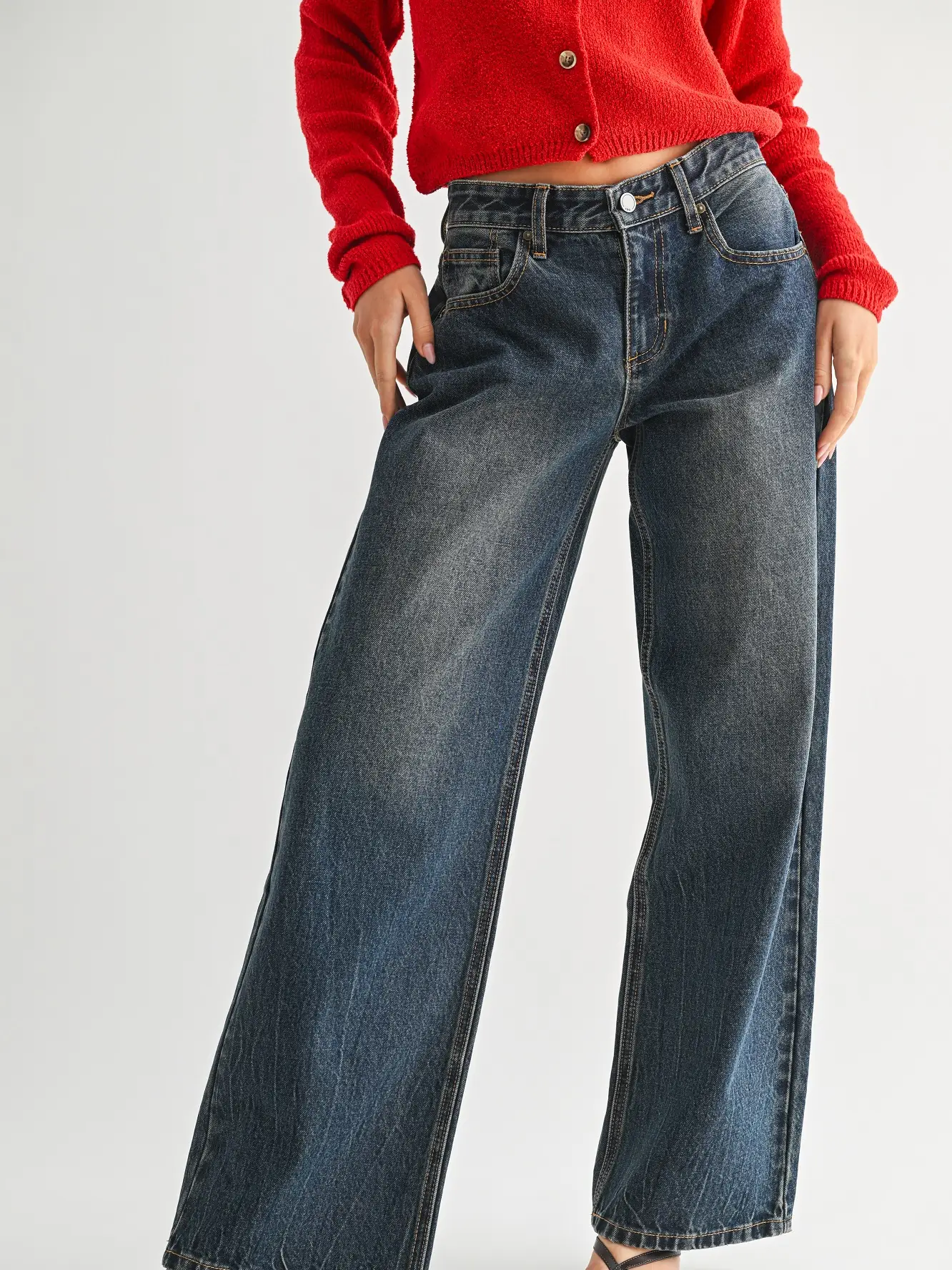 JBD Vintage Dark Baggy Wide Leg Jeans