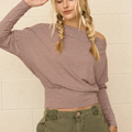 Stripe Off Shoulder Knit Top