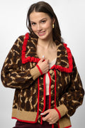 Leopard Collared Button Down Cardigan