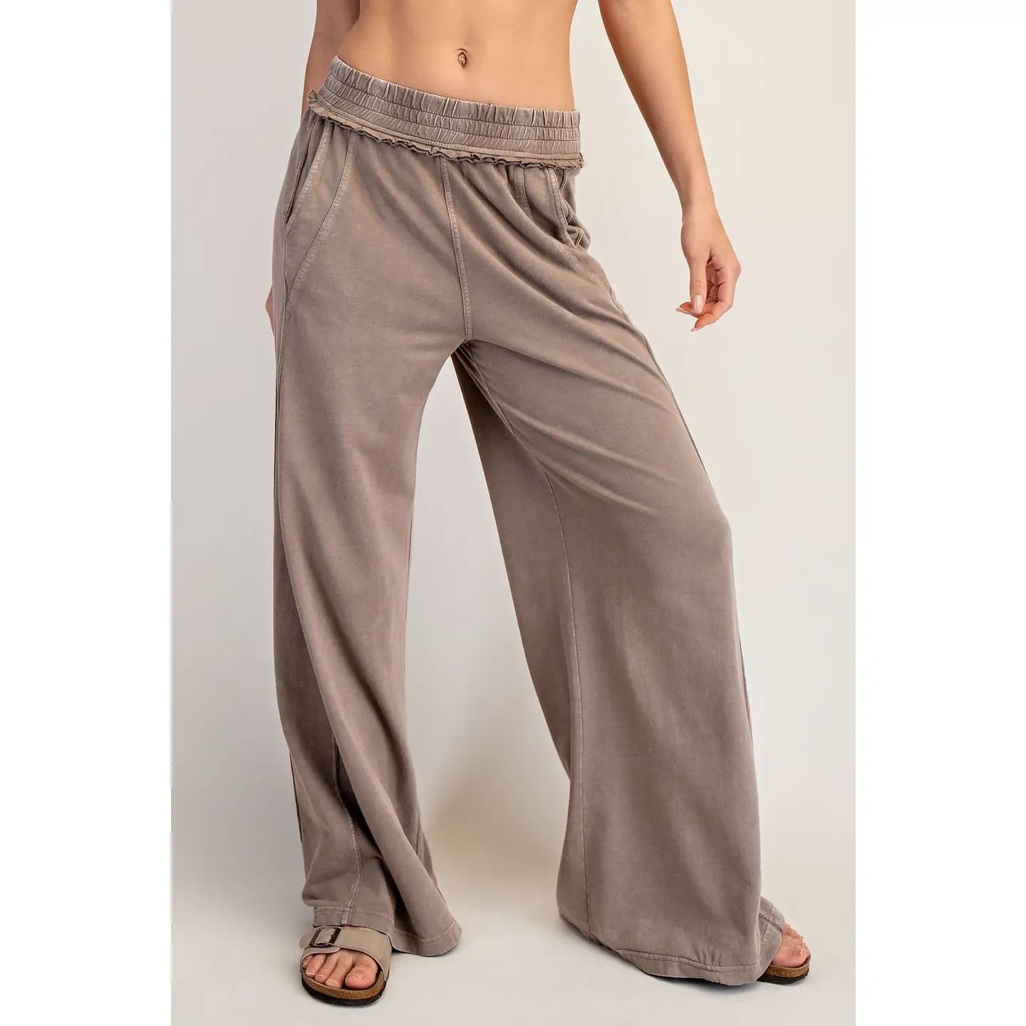 Mineral Washed Terry Butter Wide Pants