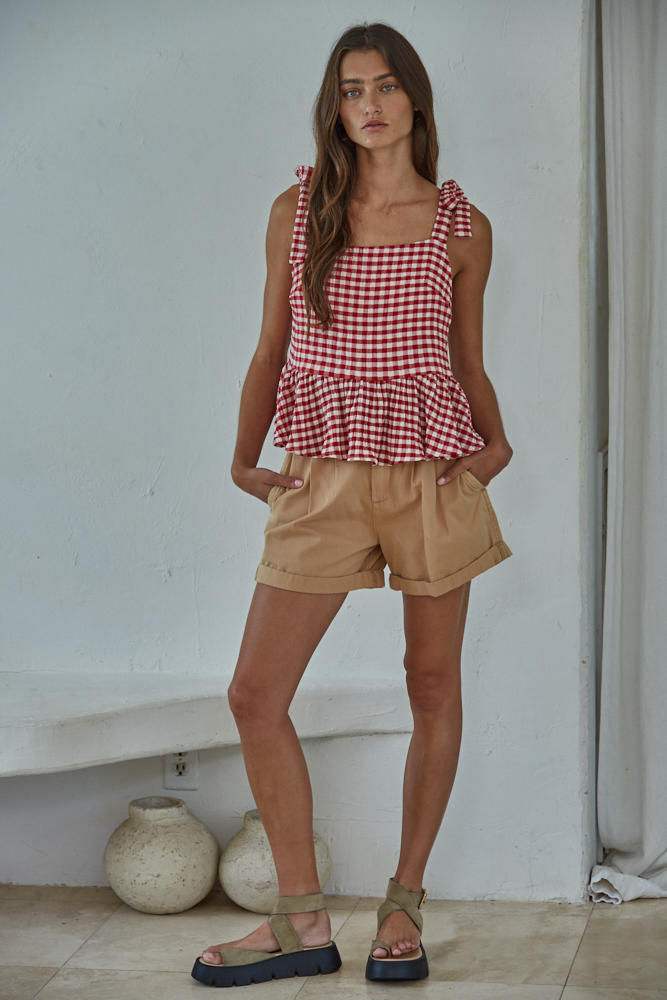 Diana Gingham Peplum Top