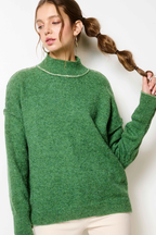 Mock Neck Exposed Seam Sweater
