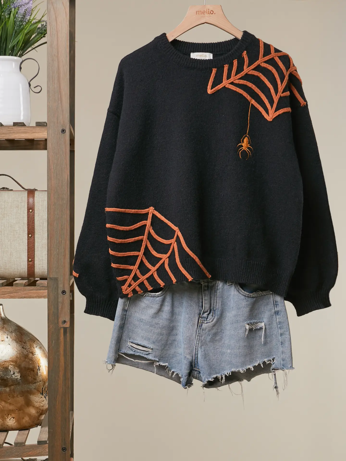 Halloween Spider Web Sweater