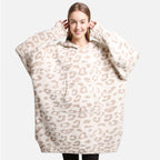 Leopard Print Hooded Snuggie with Pocket