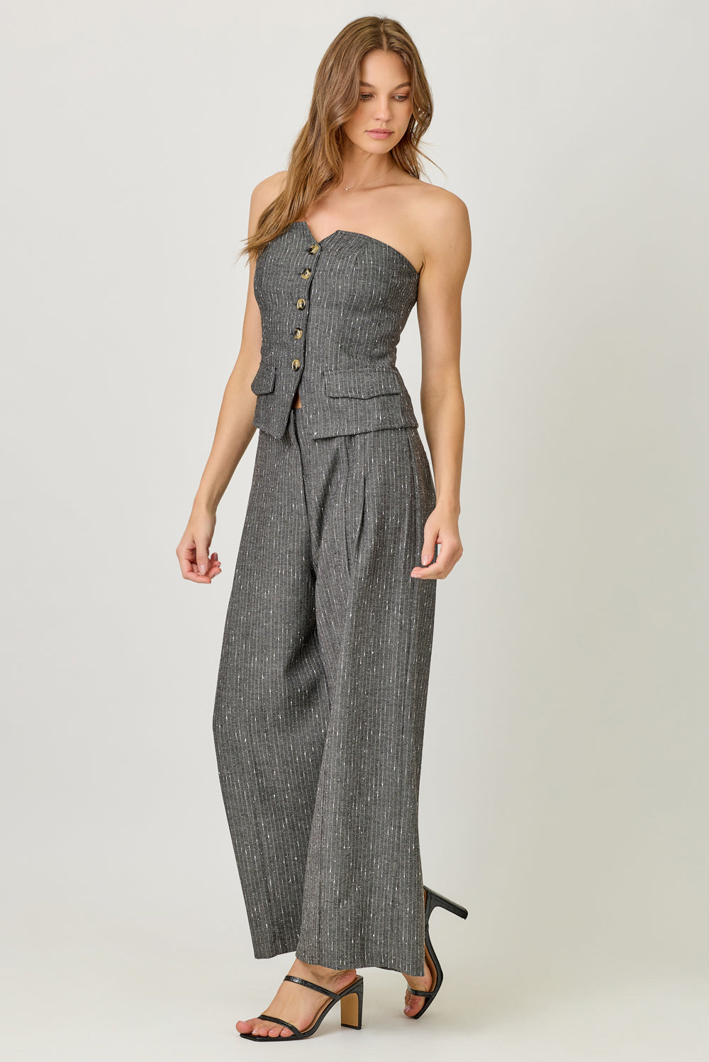 Mystree Sparklet Pinstripe Tube Top