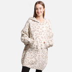 Leopard Print Hooded Snuggie with Pocket
