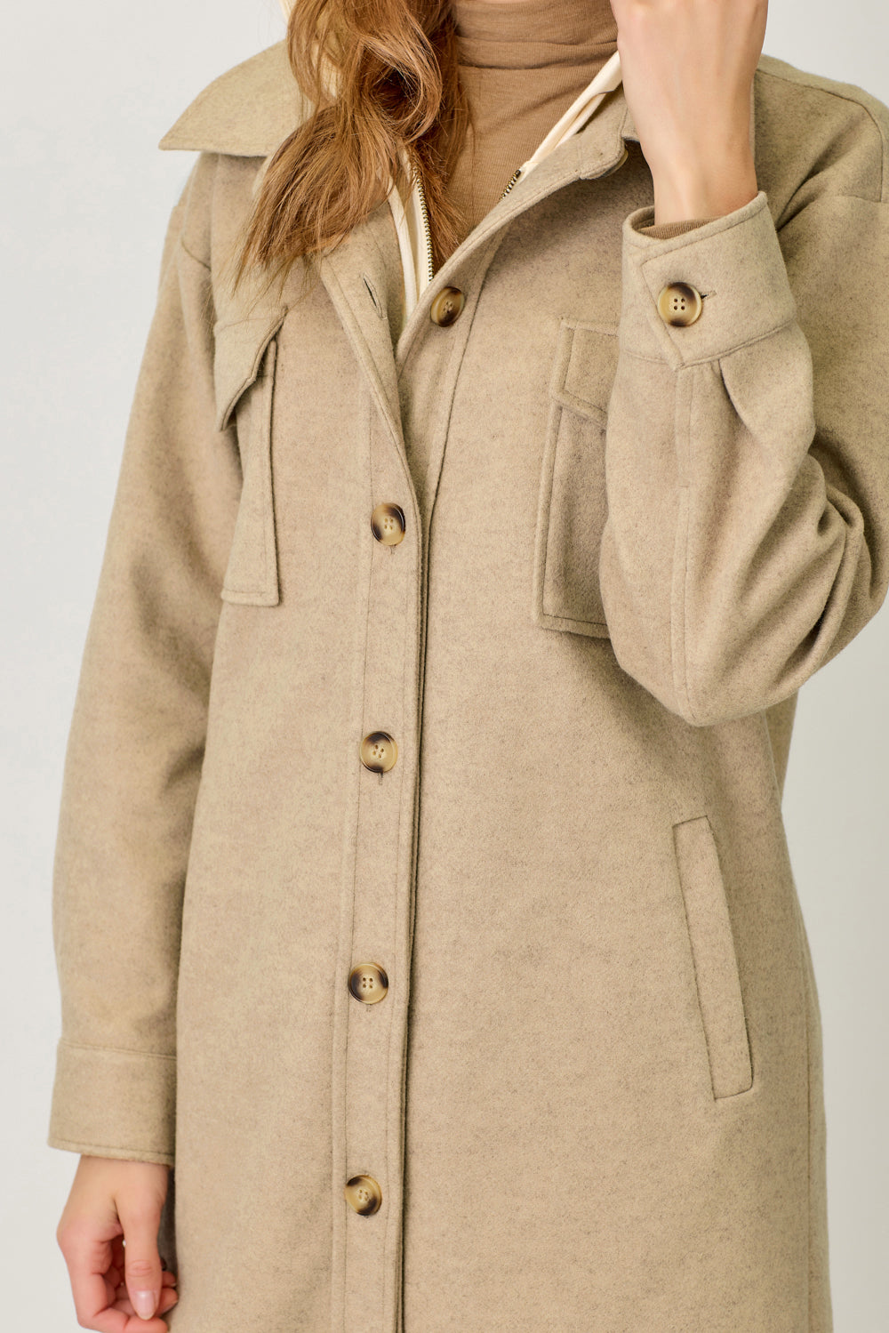 Mystree Hoodie Solid Coat Latte