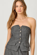Mystree Sparklet Pinstripe Tube Top