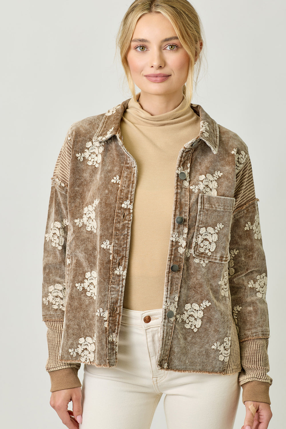 Flower Embroidery Hoodie Jacket