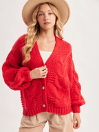 Bubble Sleeve Cable Knit Sweater