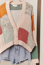 Color Block Crochet Cardigan