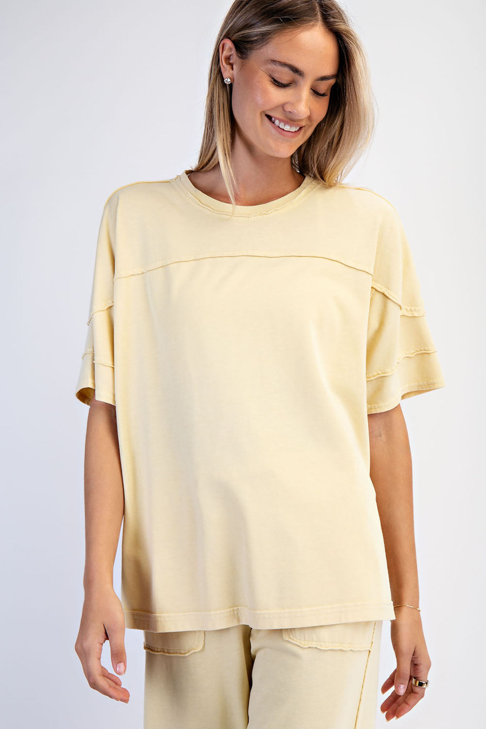 Mineral Washed Cotton Short Sleeve Top