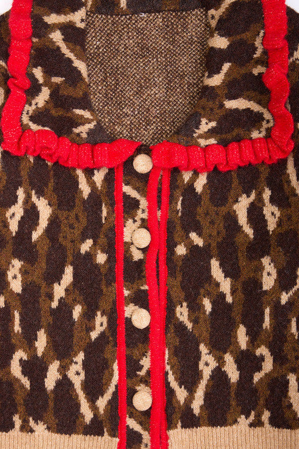 Leopard Collared Button Down Cardigan