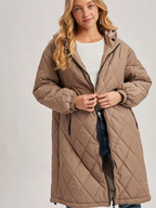 Mushroom Longline Quilted Puffer Jacket